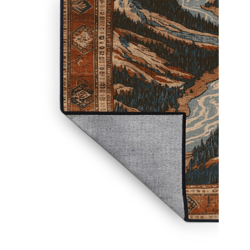 Tapis brun turc lavable à la machine, Carré 6 pi