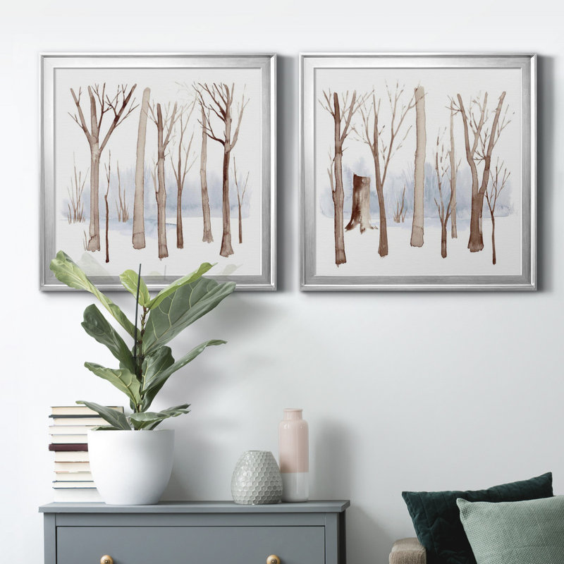 Cypress Sounds I - Ensemble de 2 cadres photo, H 22,5 po x l 45 po x P 1,5 po, Toile encadrée argentée, Pas de tapis