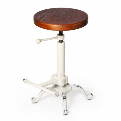 Dicle Swivel Pine Solid Wood Adjustable Height Counter Stool with Iron Frame