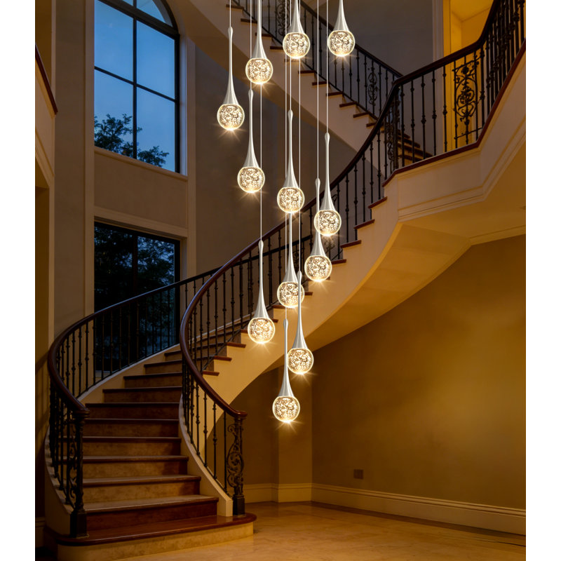 12 Lights Glam Chandelier Led Dimmable Pendant Light, Silver