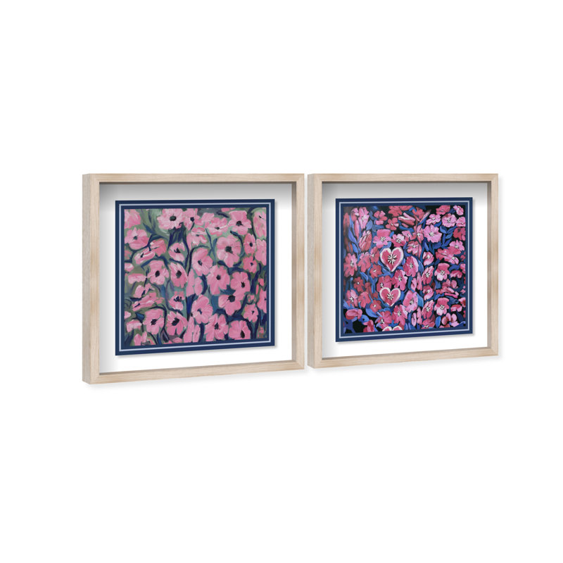 Forever Blooming Set Set by Oliver Gal, 51"H x 51"W, Natural Oak Shadowbox