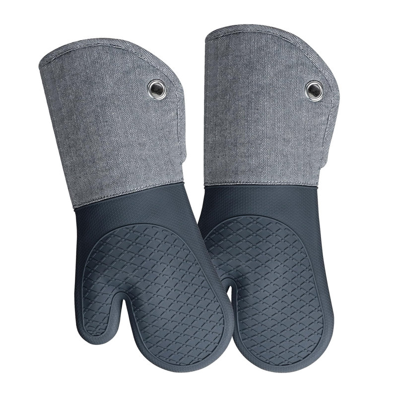 Professional Microwave Silicone Oven Mitts one Pair, Grey