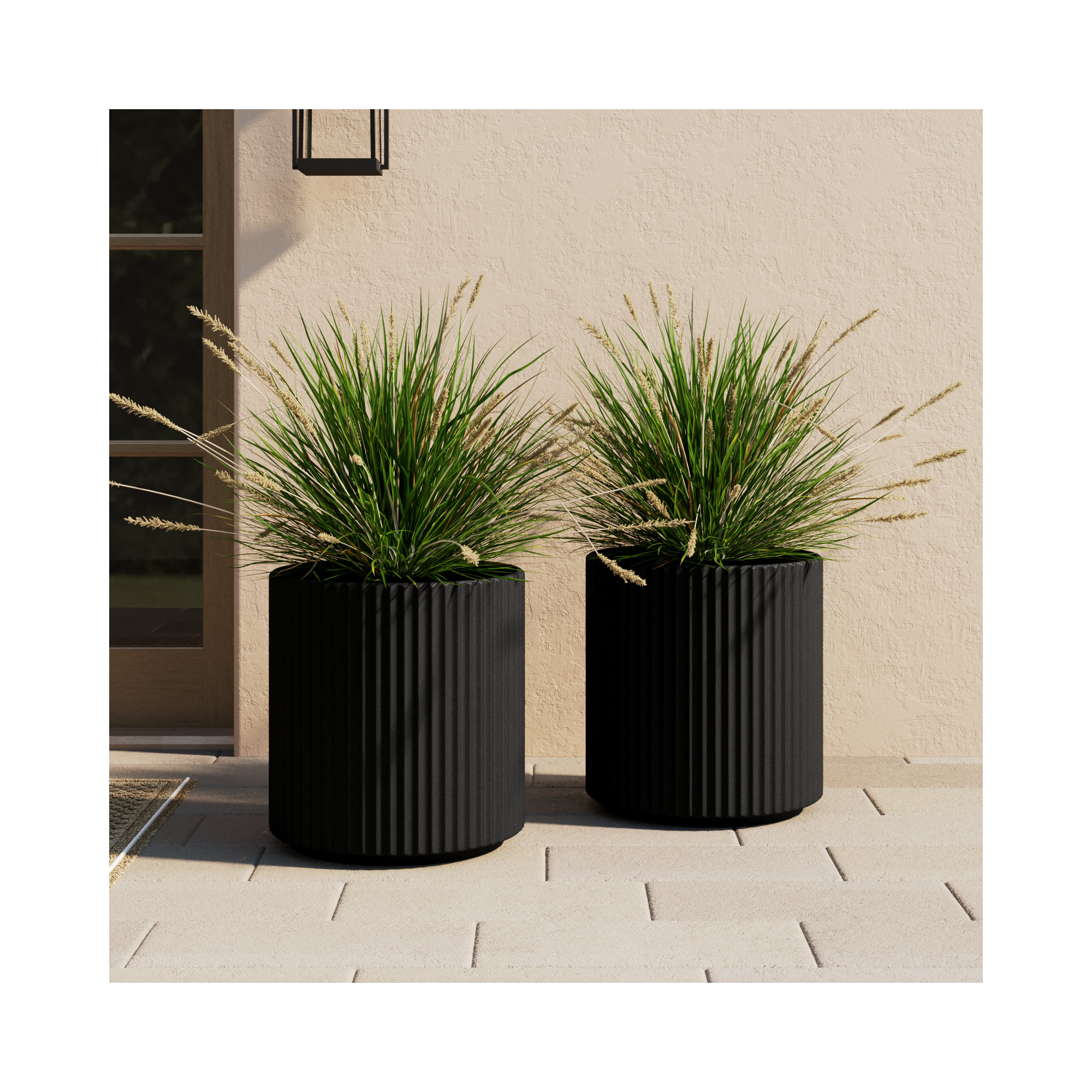 Demi Series Round Planter, 2, Black, 19.75" H x 18.5" W x 18.5" D