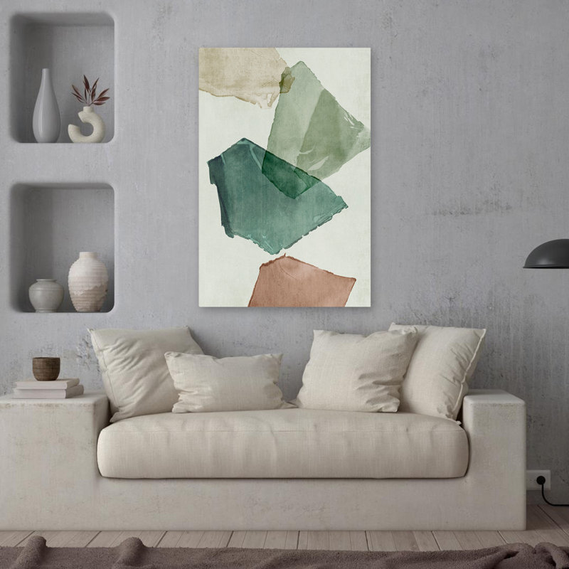 Géométrique et formes flottantes, couches géométriques transparentes, art, H 36 po x l 24 po