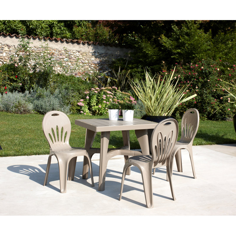 Minnesota Square Outdoor with Umbrella Hole Dining Table - 80 cm W 80 cm D, Dove Grey