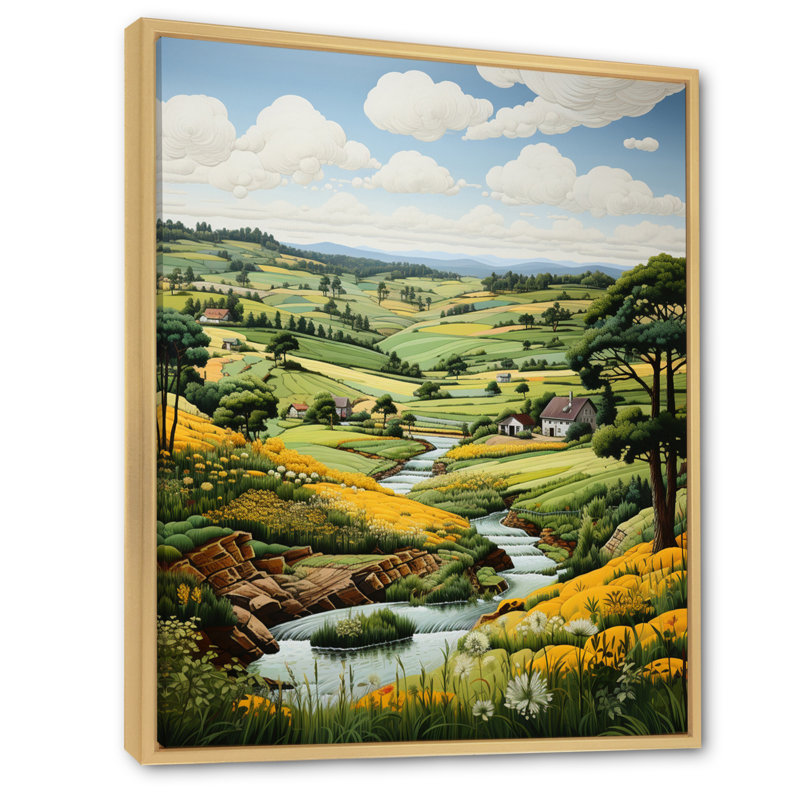 «Oxton Countryside Green and Yellow Reverie Landscape II», reproduction sur toile, H 40 po x l 30 po x P 1,5 po
