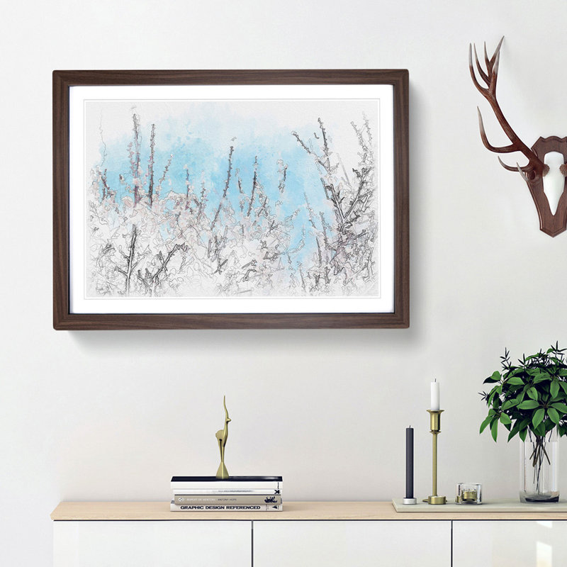 Top of the Blossom Tree Sketch - Picture Frame Graphic Art Print, 40cm H x 60cm W x 2cm D, Walnut Framed