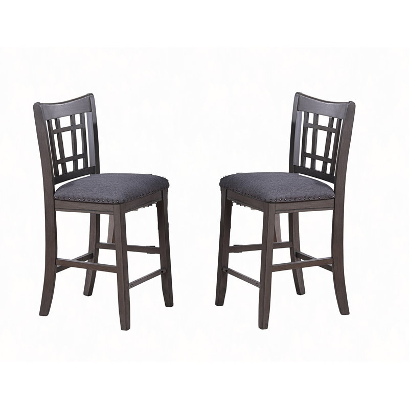 Ensemble de chaises hautes de 2 pièces en bois massif à hauteur de comptoir rembourrées