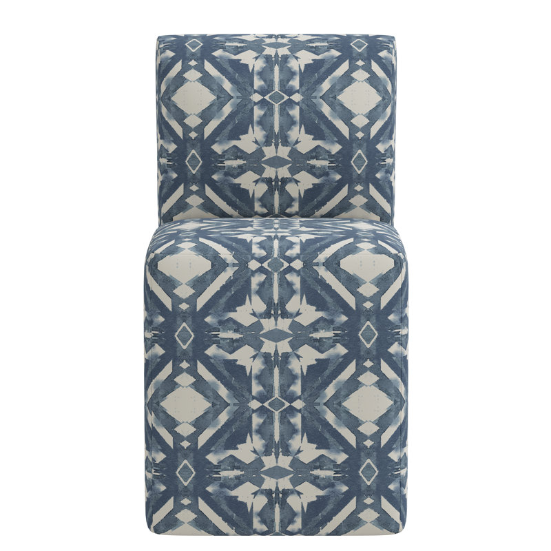 Chaise rembourrée Mendy, Ikat bleu Asha