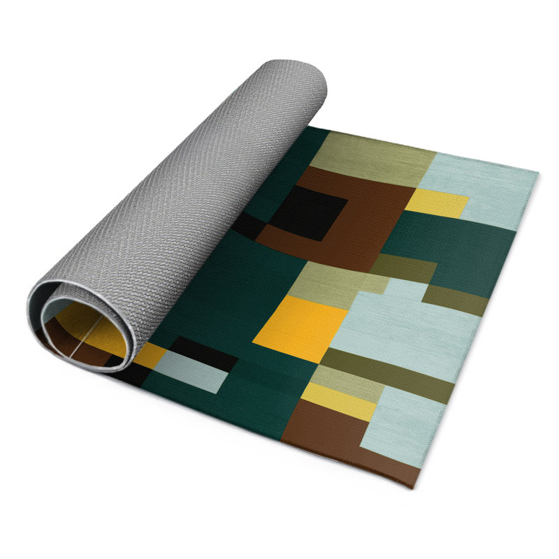 Blocked Biosphere Indoor And Outdoor Area Rug, Rectangle 4' x 6'
