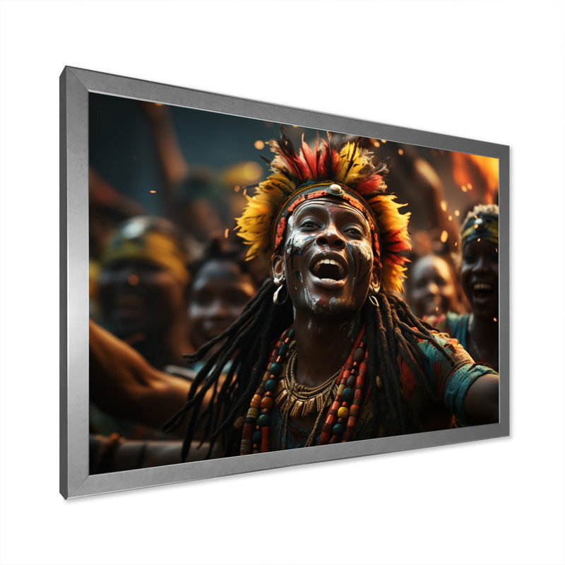 Célébration de la culture africaine II sur toile, H 30 po x l 40 po x P 1,5 po, Cadre photo argenté