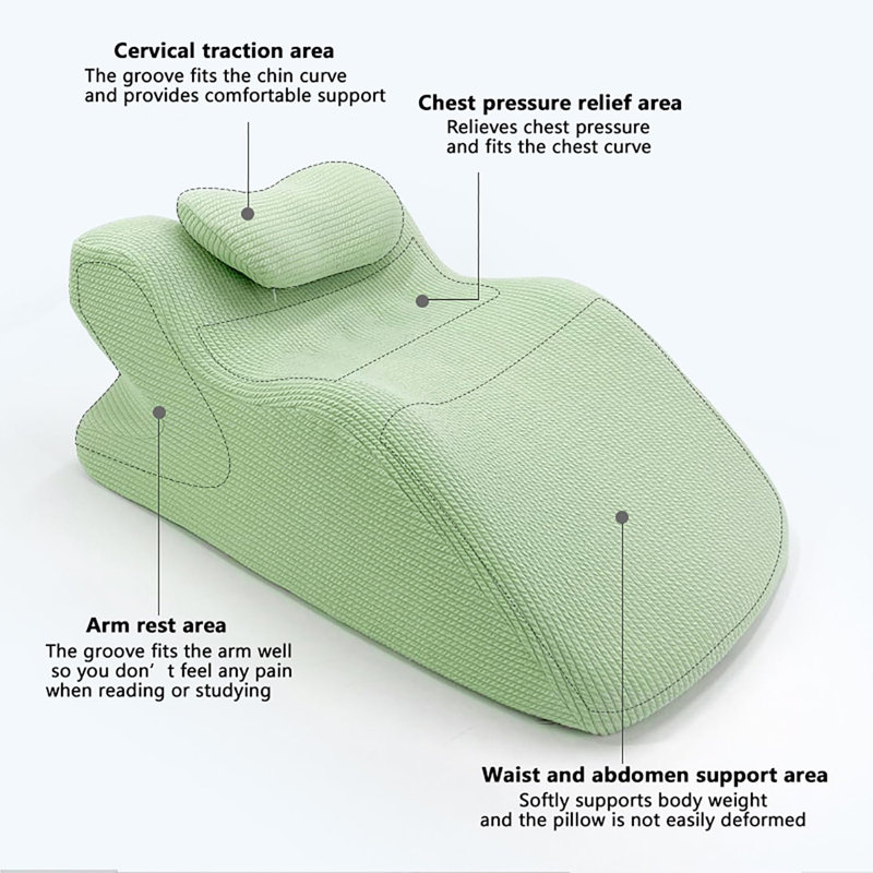 Ergonomic Memory Foam  Wedge  Pillow with Headrest, Green