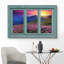 Scène de fenêtre «Orange Sunset Over Pink Daisy Field Mountain Nature Rustic Landscape Vibrant» sur toile-98449017