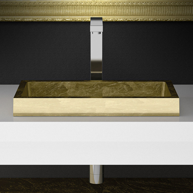 Vetro Freddo 17.4'' L Bathroom Sink, Gold Leaf