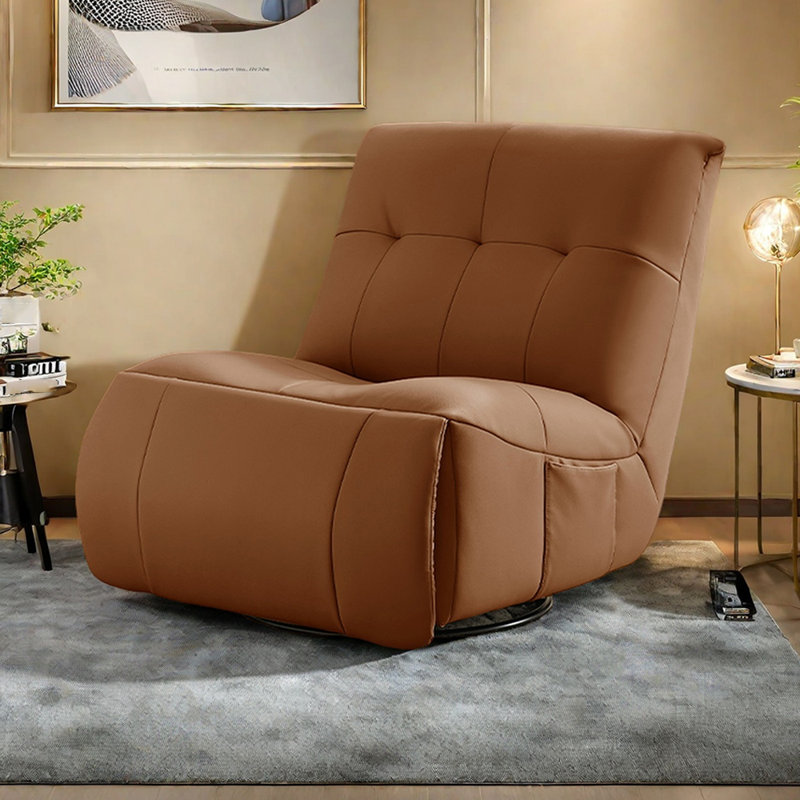 Fauteuil inclinable en cuir artificiel avec fonction de rotation sur 360 °, Café