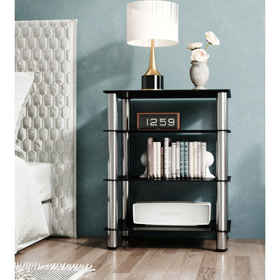 Fitueyes 23.7'' H x 17.9'' W Metal And Glass Shelf