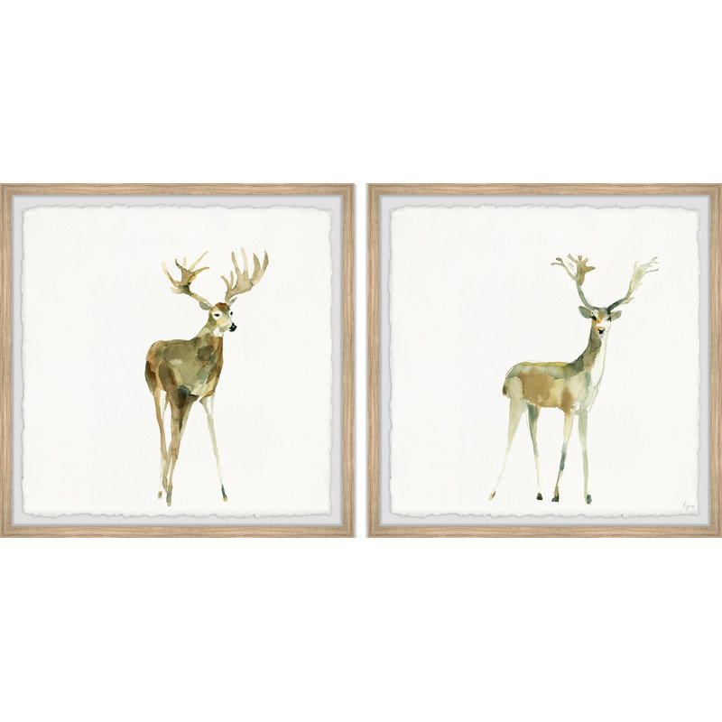 Iuli Little Deer by Eyre Tarney - 2 Piece Single Picture Frame Painting Set, 45cm H x 45cm W x 3.81cm D