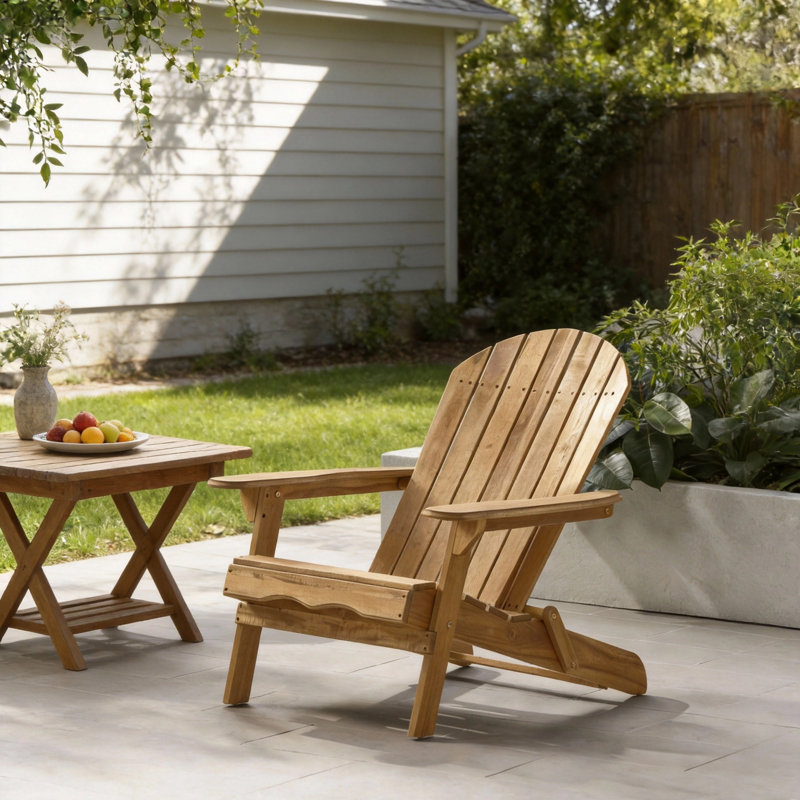 Foldable Wood Adirondack Chair, Outdoor Patio Chair with Sturdy Frame, Perfect for Backyard, Garden, Deck, and Porch