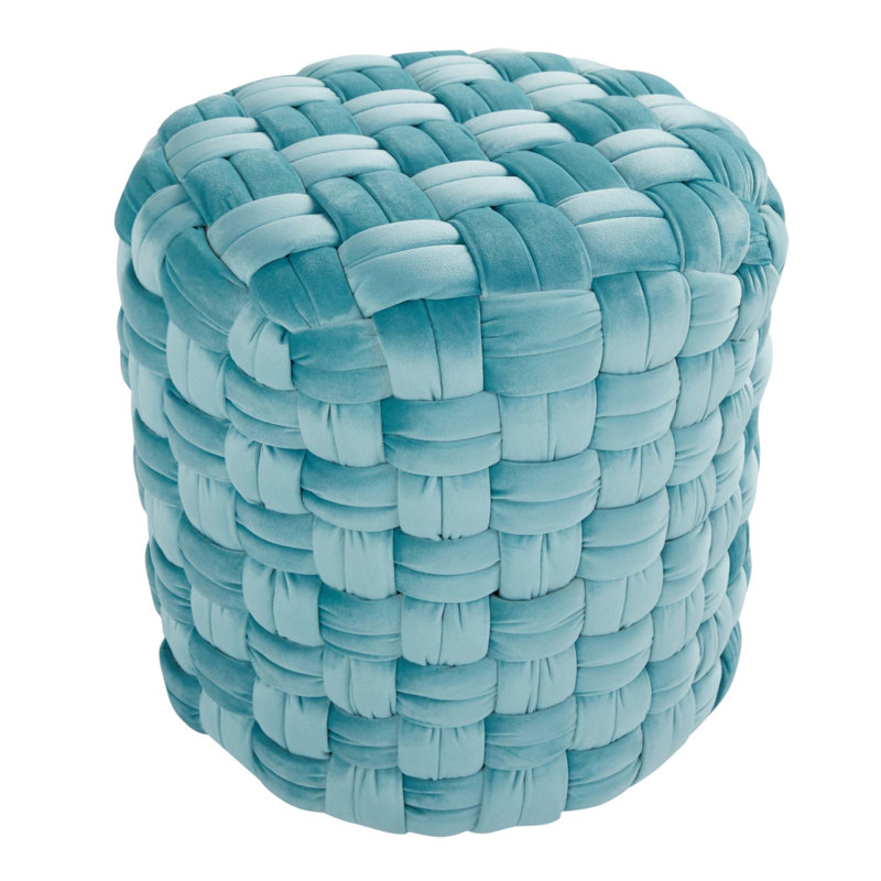 Braided Round 16" Ottoman, Blue