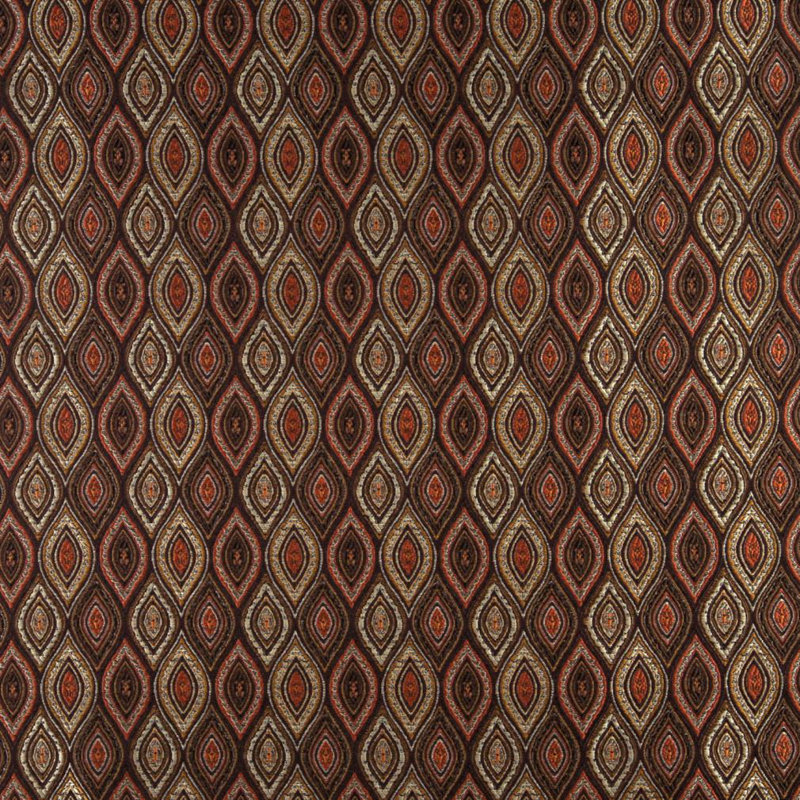 Brocart brodé, Brun / Rouge