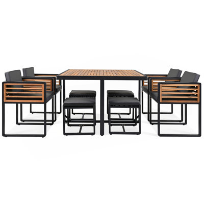 Ensemble de salle à manger de patio 9 pièces, ensemble de patio extérieur peu encombrant