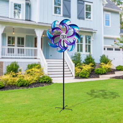 Solar Wind Spinner, Multi-Color Seasonal LED Lighting Solar Powered Glass Ball