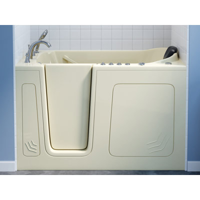 Therapeutic Tubs 32 in. x 60 in. Left Drain Quick Fill Walk-In Whirlpool and Air Tub with Powered Fast Drain in Biscuit