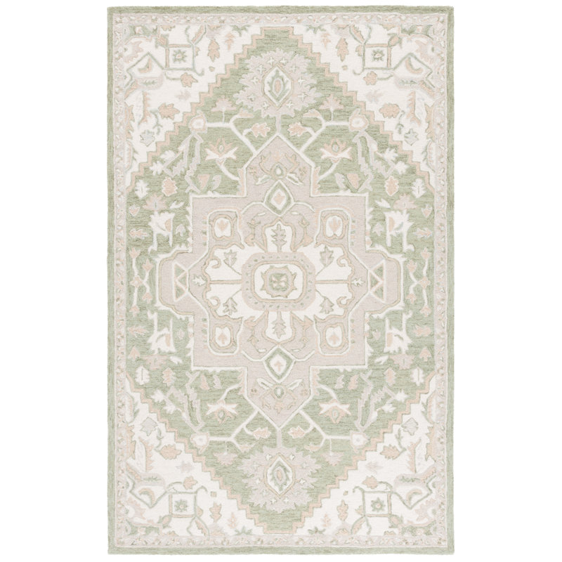 Tapis vert / ivoire Percy, Rectangle 9 pi x 12 pi