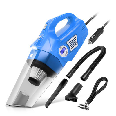 Aspirateur portatif 2-en-1 et compresseur d'air portatifs, aspiration 5500PA avec manomètre numérique et lumière DEL, ensemble de nettoyage de voiture
