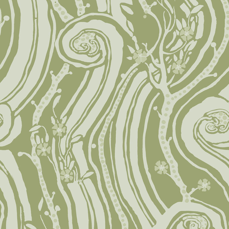 FloraSwirl, Moss, Grass Cloth