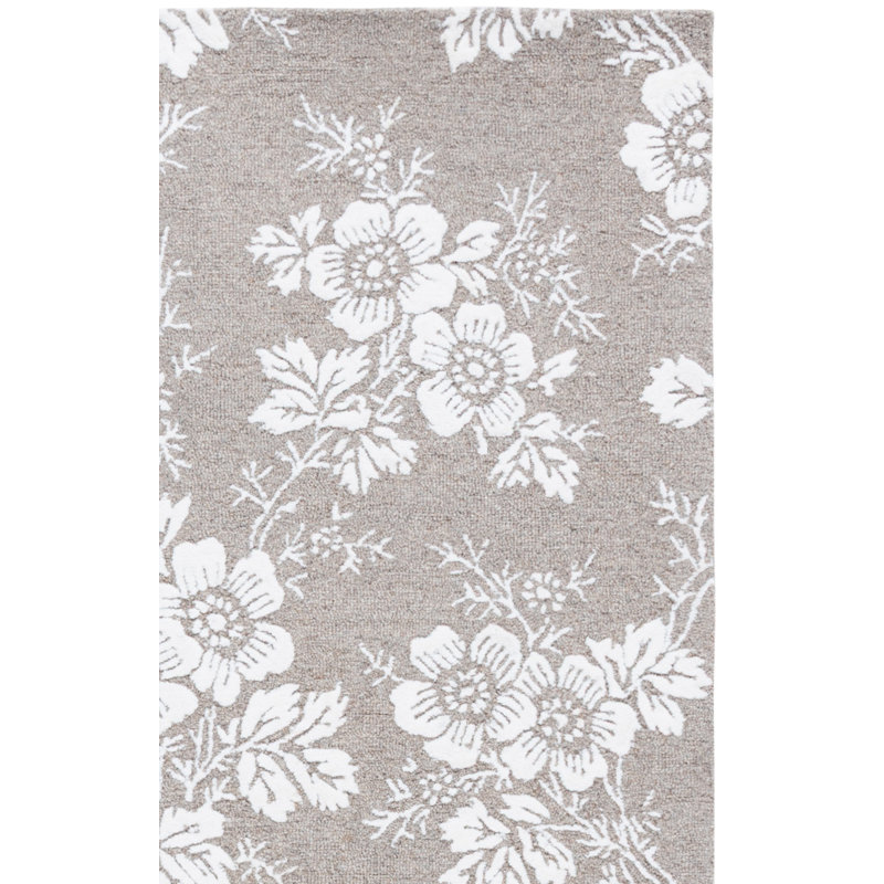 Glamour Hand Tufted Wool, Viscose Floral Indoor Rug, Square 6'
