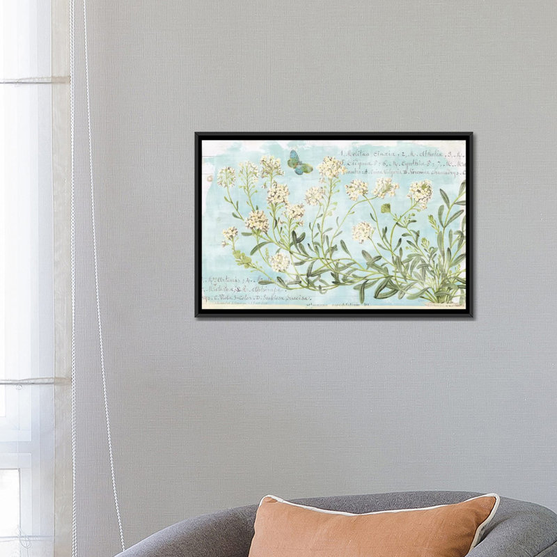 « botanique blue i », impression sur toile, Toile avec cadre noir, Pas de tapis, H 32 po x l 48 po x P 1,5 po