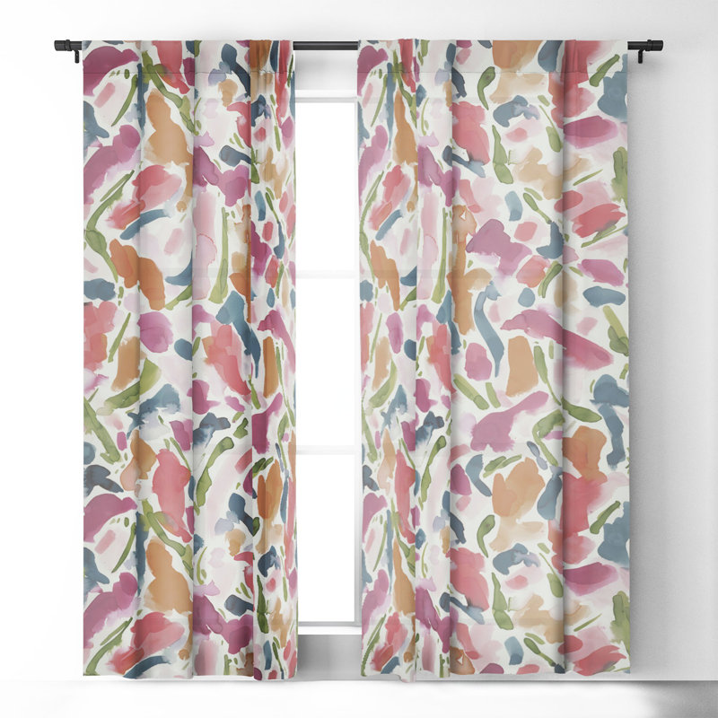 Jacqueline Maldonado Synthesis Raspberry 1pc Blackout Window Curtain Panel, 50" W x 108" L