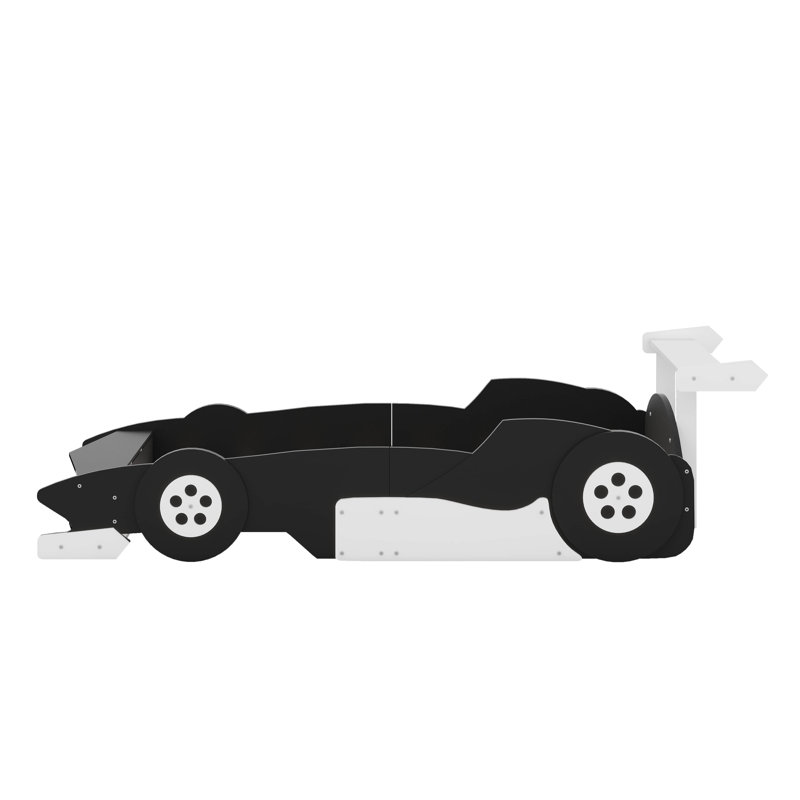 Race Car-Shaped Platform Bed With Wheels, Twin, Black