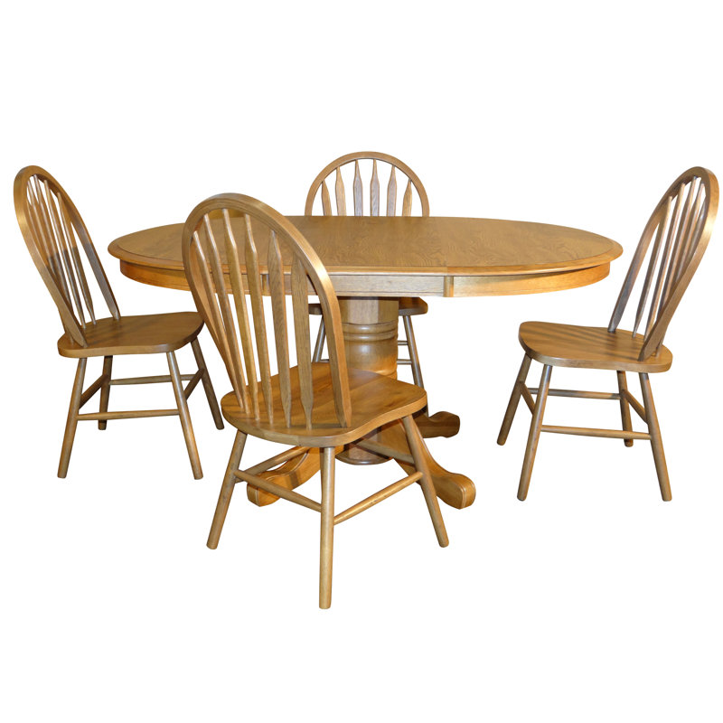 5 pieces laminate oak dining set, Golden Chestnut, Golden Chestnut