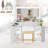 Panzarella Corner Makeup Vanity Set with Tri-Fold Lighted Mirror and Charging Station -1587679806