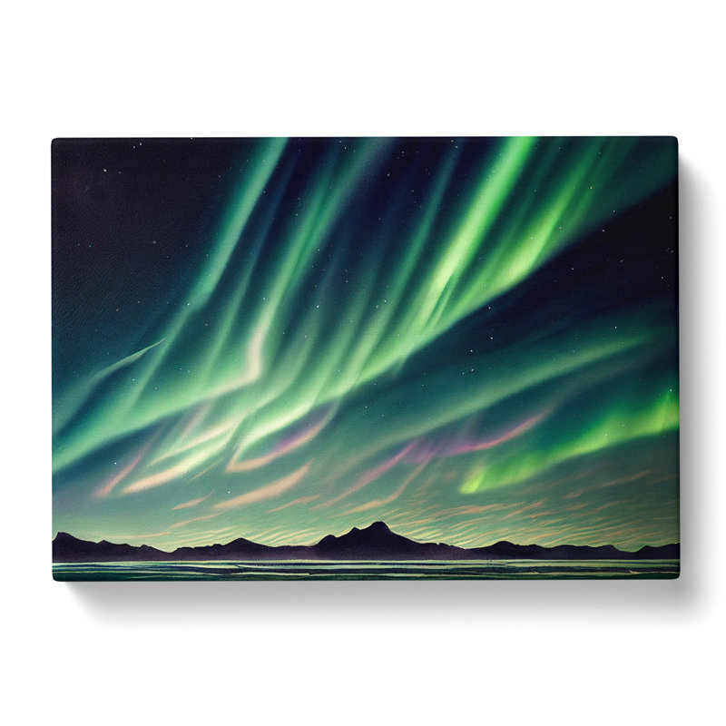 Northern Lights Watercolour Vol.3 - Wrapped Canvas Print, 40cm H x 60cm W x 3cm D