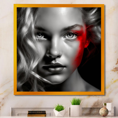 «Elegant Retro Allure» en noir et rouge III - reproduction sur toile