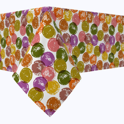 Rectangular Tablecloth, 100% Cotton, 52X120", Colorful Dot Stamps