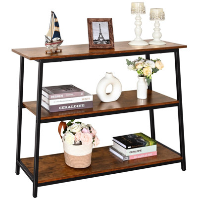 Livofloral Narrow Console Table, 3-Tier Behind Couch Table, Sofa Table, 39.4" Entryway Table
