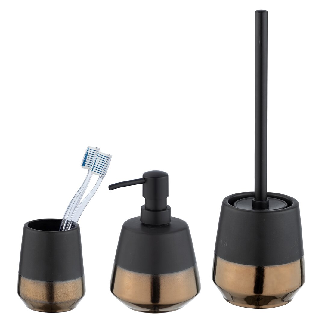 WENKO Bathroom accessory set Brandol, 3-piece, Bathroom accessories From ceramics black