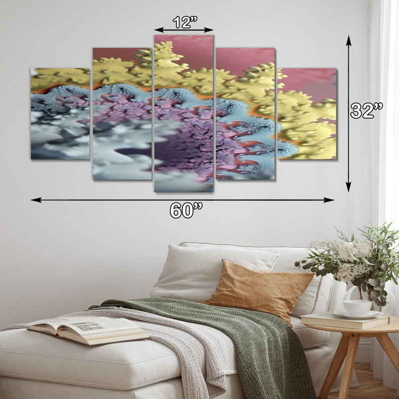  «Fractal Pastel Universe I - Fractals, reproduction d'art sur toile - 5 panneaux
