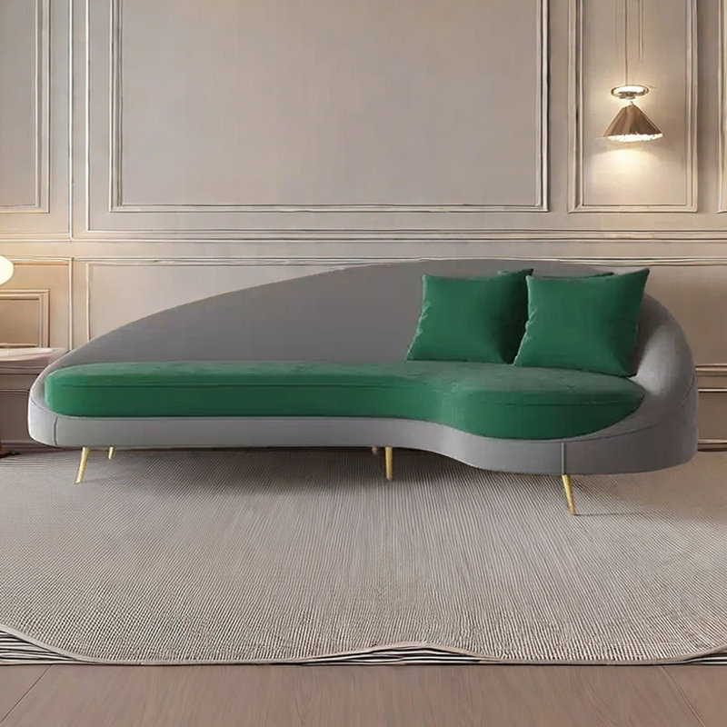 Canapé-lit Curved, Orienté à droite, Gris / Vert foncé