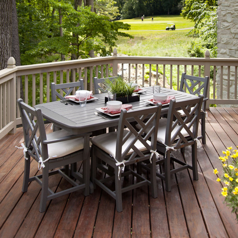 POLYWOOD Chippendale 7-Piece Dining Set, Slate Gray