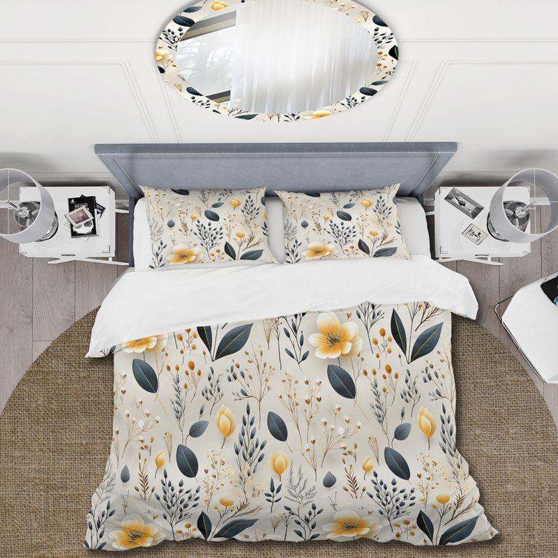 Literie Earthy Flora II, Housse de couette simple + 1 taie décorative stan