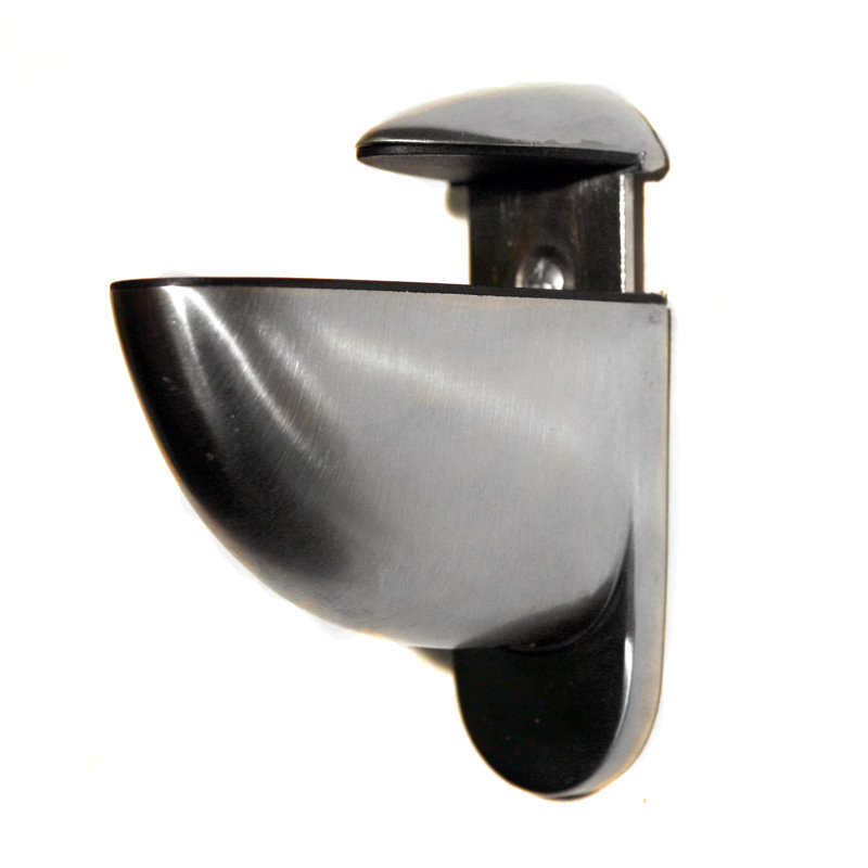 Fritsch Glass Bracket Shelf, Brushed Steel, 33" W x 12" D