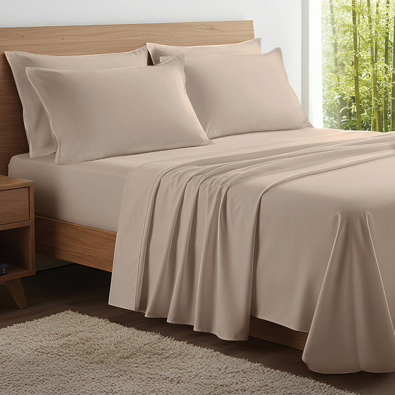 100% Organic Viscose From Bamboo Sheets Set, 300 Thread Count, 4-pc Set, Luxury Cooling Sheets, Deep Pockets - Gift-Ready Packaging, King Size (Iced Latte)