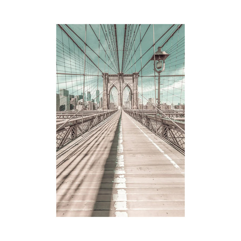 New York City Brooklyn Bridge | Urban Vintage Style by Melanie Viola - Wrapped Canvas Print, 20.32 cm H x 30.48 cm W