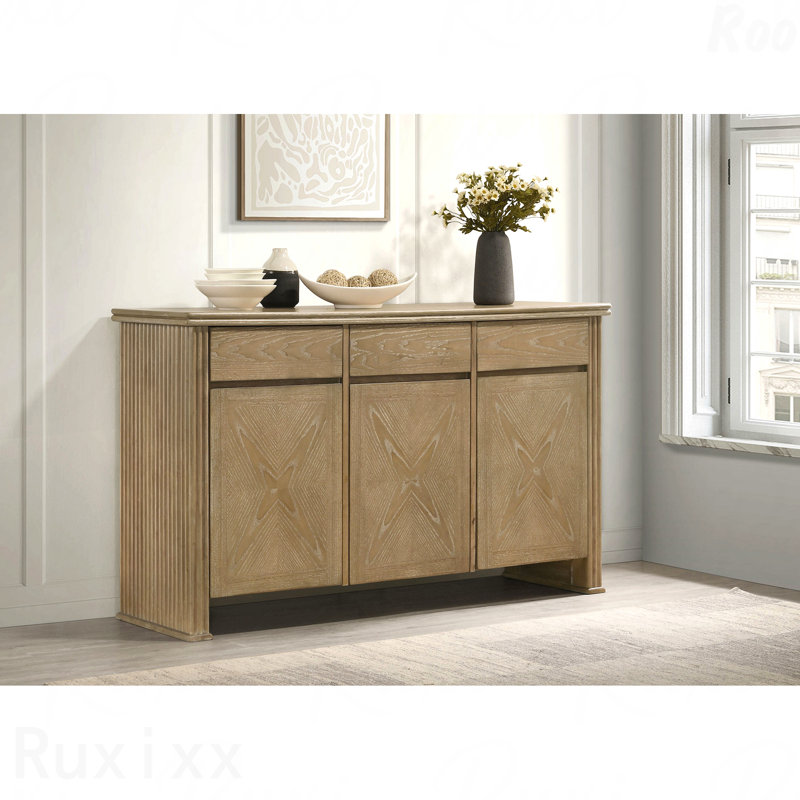 Light Brown 3-Door Sideboard Server