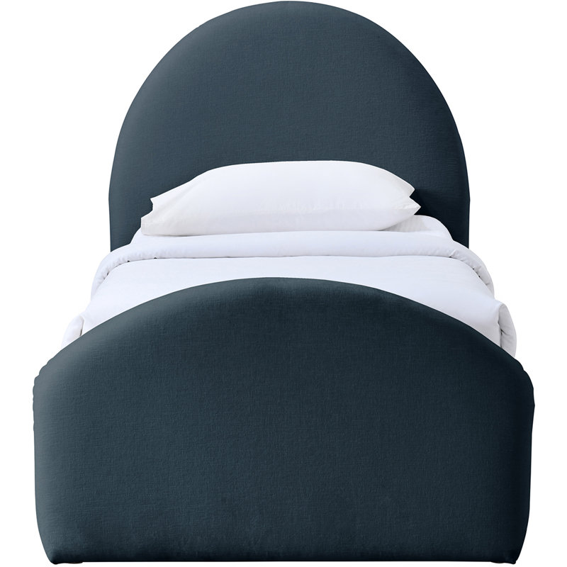 Chiu Chenille Fabric Upholstered Trundle Bed, Navy Chenille Fabric